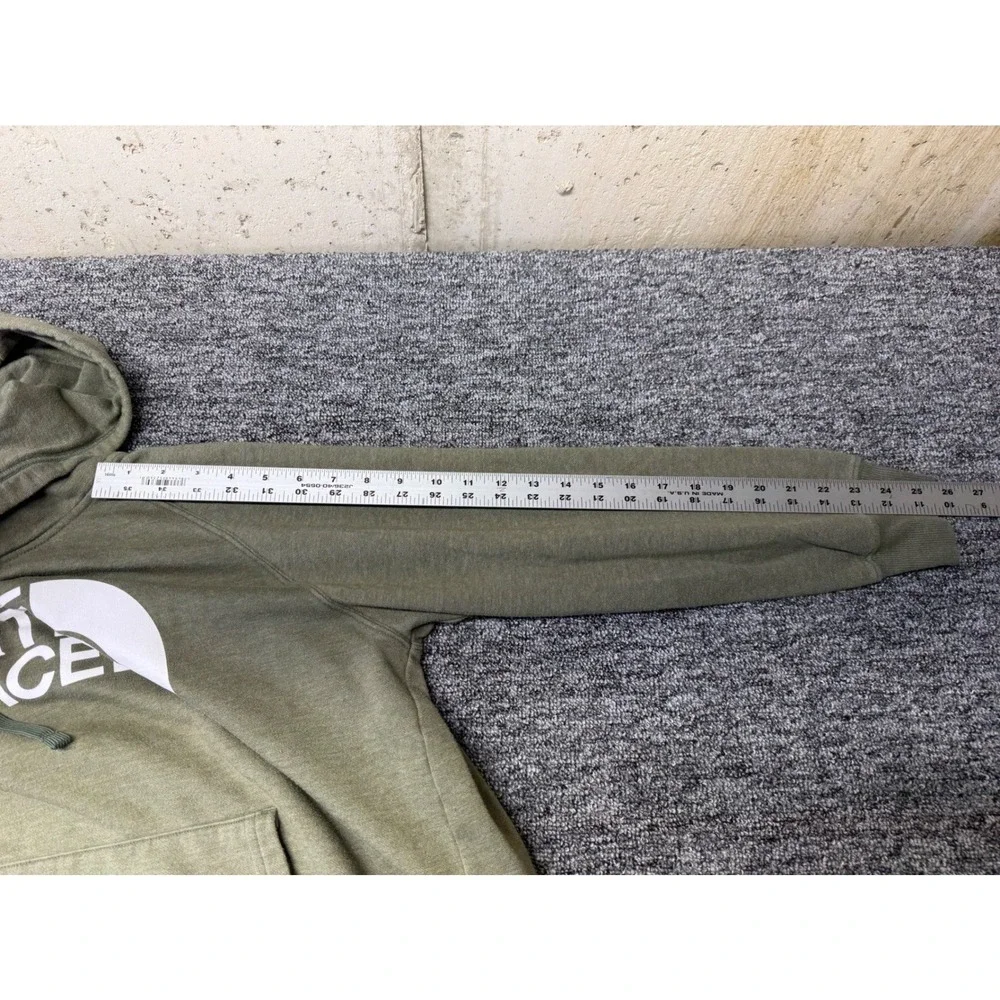 The North Face Mens Large Olive Green Heathered Logo Pullover Hoodie Sweatshirt